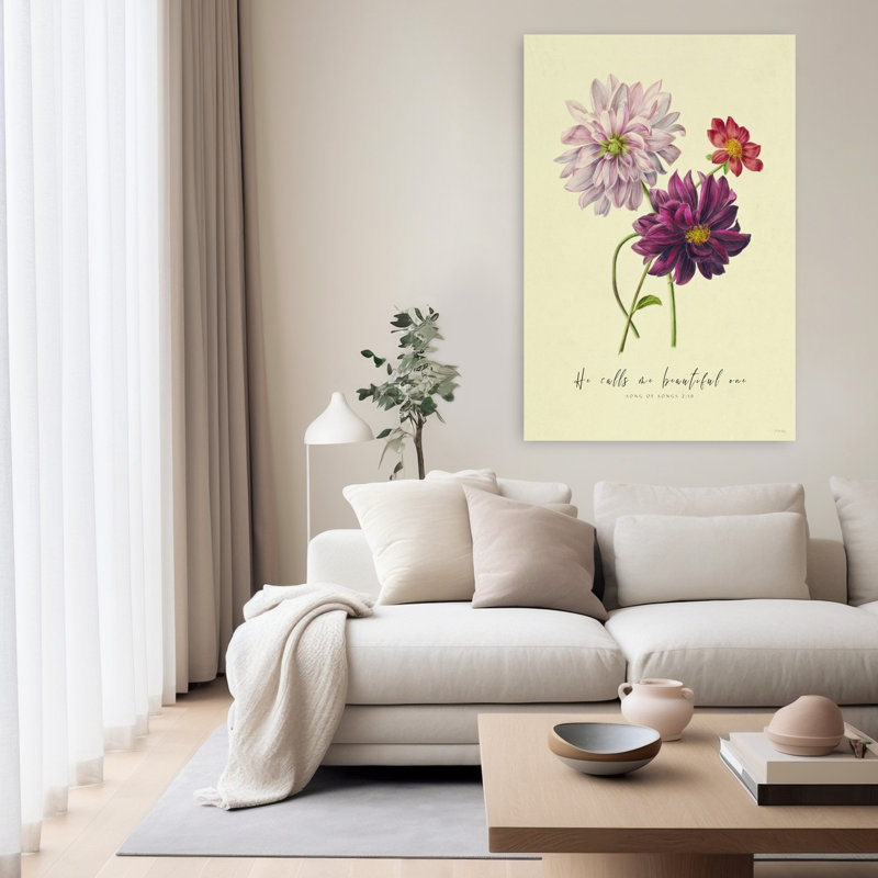 He Calls Me Beautiful One Elegant Romantic Vintage Dahlia Wall Art, 60" H x 40" W