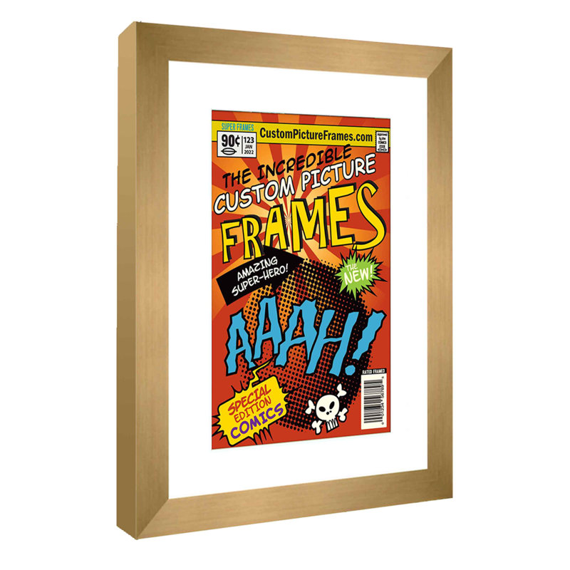 Wood Picture Frame with Mat, Gold/White, 7.75" x 10.5"