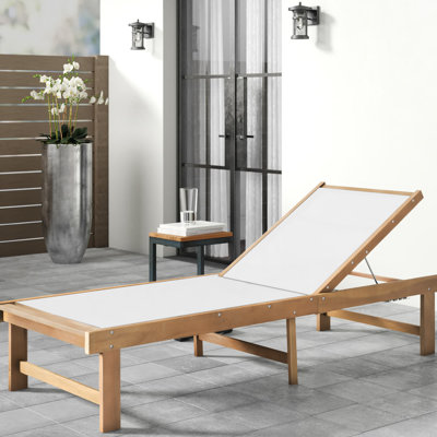 Sparkman Outdoor Acacia Wood Chaise Lounge