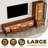 102.3“ Brown Fluted Entertainment Center With Bookshelves For 55/65/70/75 Inch TV, Mid-Century Modern Wood Walnut Finish Splayed Leg TV Console Table And 23.6" Lighted Glass Display Bookcase With Storage For Living Room Bedroom-1776357112
