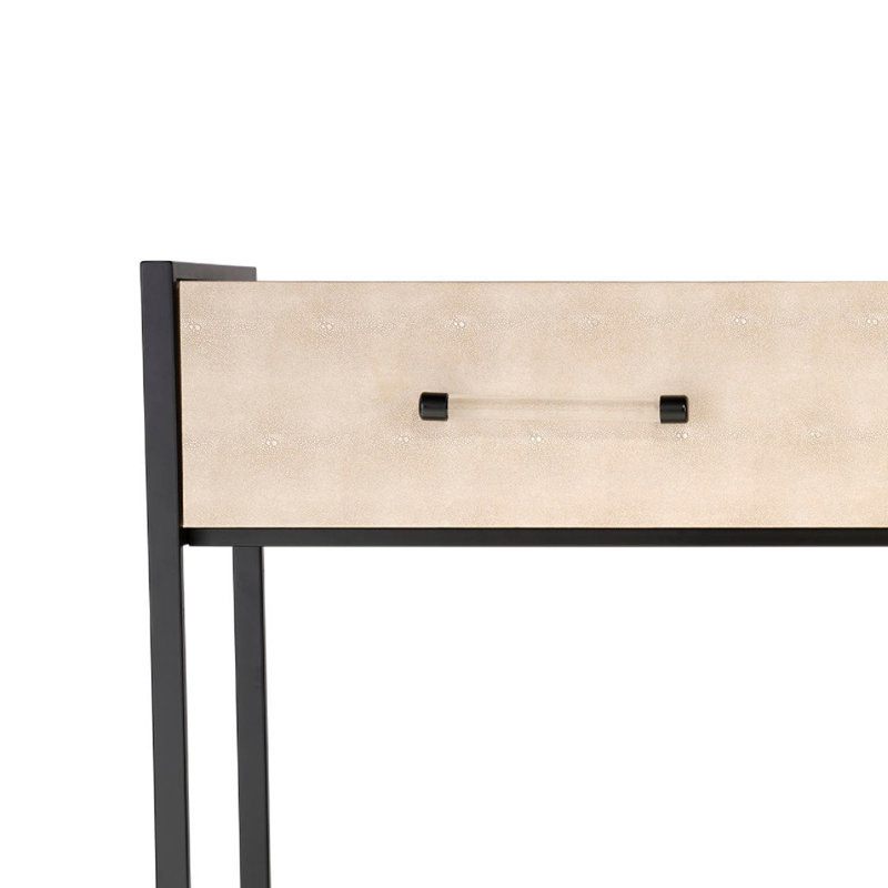 Console canapé 2 tiroirs Caz avec cadre noir et similicuir 48 pouces