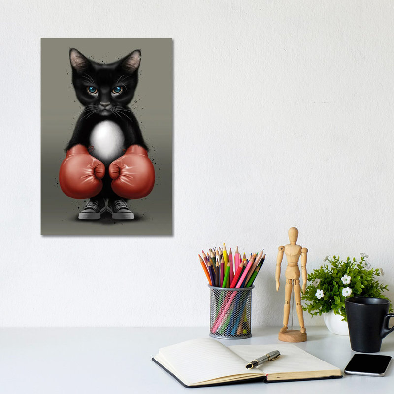 Cat Boxer 2017 by Adam Lawless - Wrapped Canvas Gallery-Wrapped Canvas Giclée, 20.32 cm H x 30.48 cm W
