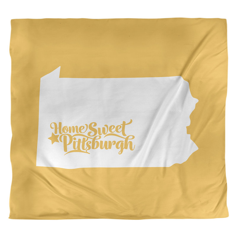 Housse de couette réversible simple Pittsburgh Pennsylvania, Housse de couette pour très grand lit, Jaune, Microfibre