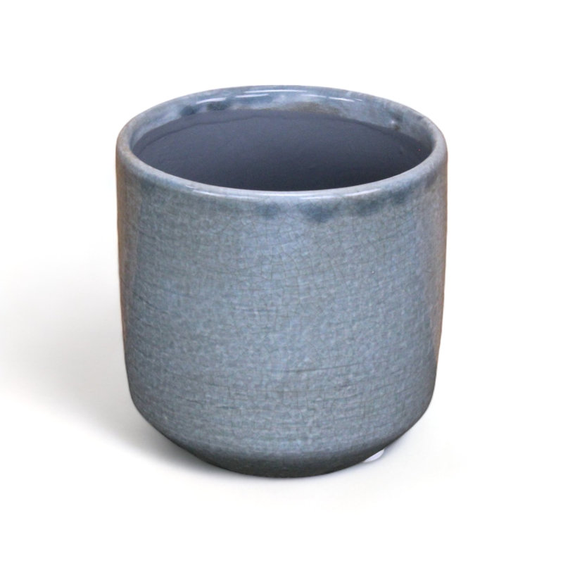 Pot de fleurs gris rond en céramique grise 44 oz