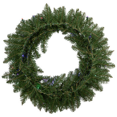24" Pre-Lit Northern Pine Artificial Multi-Color Led Lights Christmas Wreath