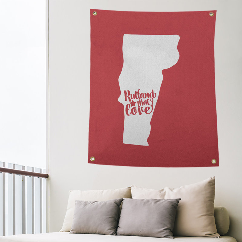 Tapisserie murale rutland vermont love, H 80 po x l 59 po, Rouge
