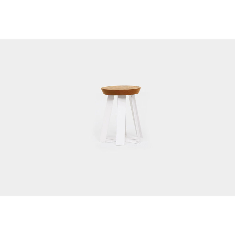ARS Solid Wood End Table, White, Oak
