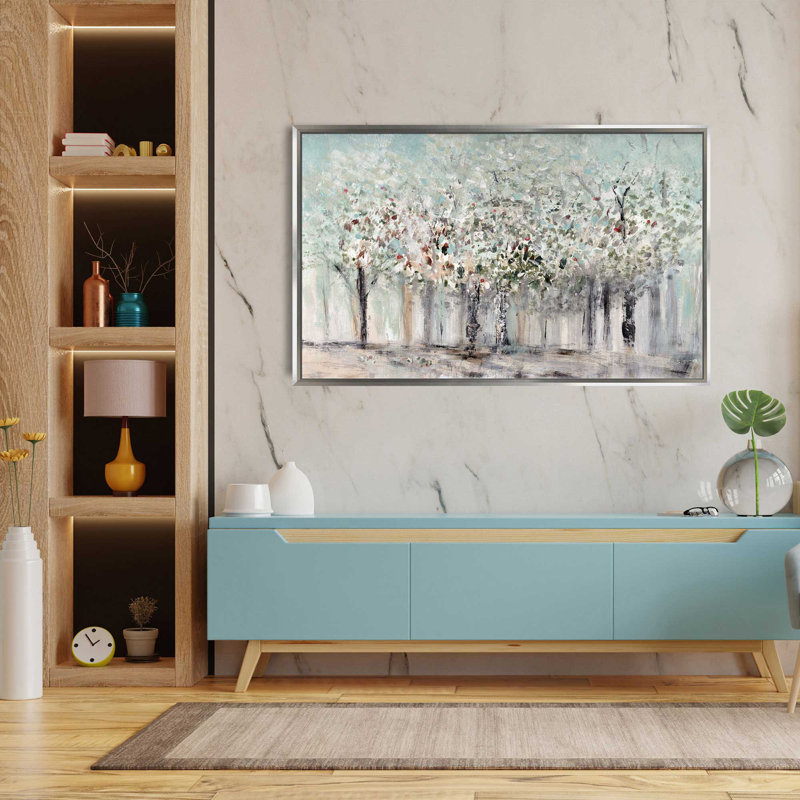 " Morning's Soft Light " Acrylic Painting, 43.5" W x 27.5" H, Silver Framed