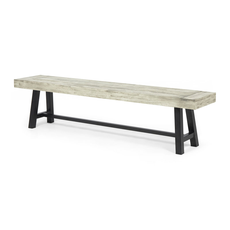 Banc de patio extérieur en bois d'acacia, Gris