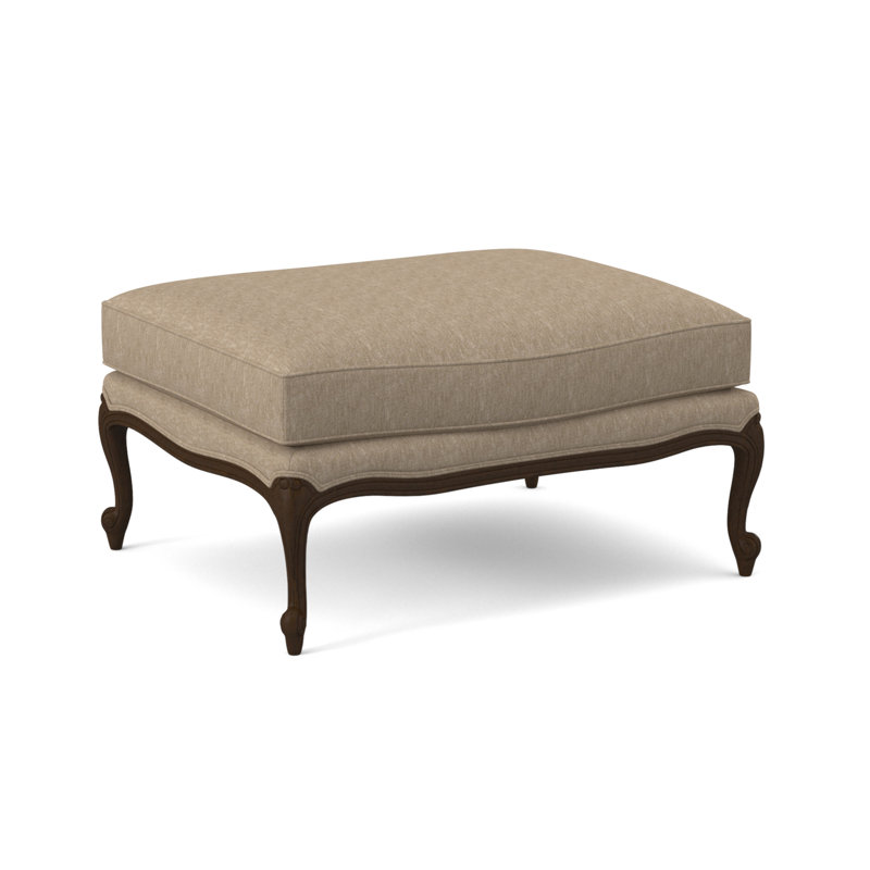 St. Helena Ottoman, Sunny Linen, American Walnut