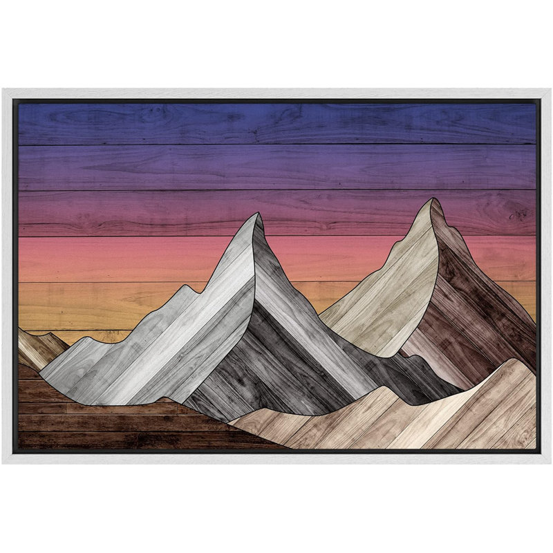 Coucher de soleil, chaîne de montagnes, Blanc, H 24 po x l 36 po x P 1,5 po