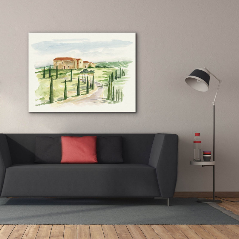 «Watercolor Tuscan Villa I» par Ethan Harper, art mural sur toile, H 40 po x l 54 po x P 1,5 po