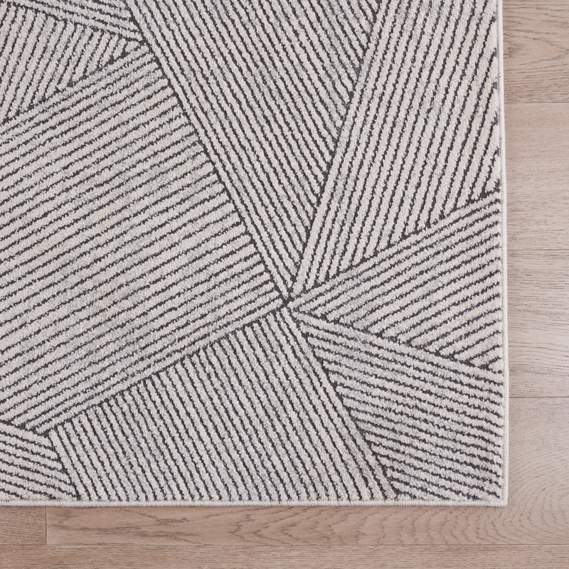 Indigo Eiki - Surface - Ivoire / Gris foncé, Rectangle 6 pi 7 po x 9 pi 6 po