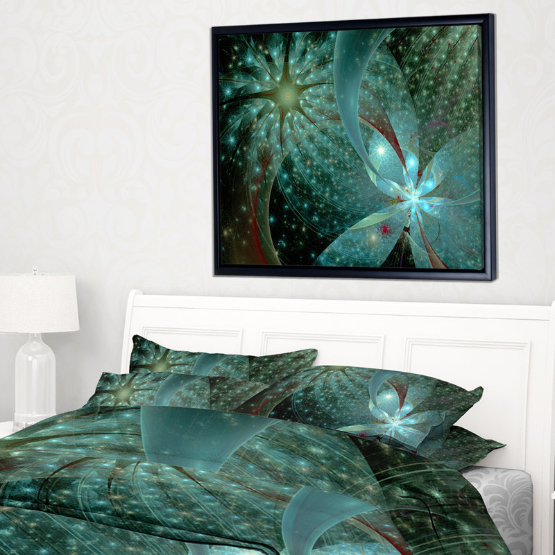 « symmetrical fractal fleur », impression, H 30 po x l 40 po, Cadre flottant noir
