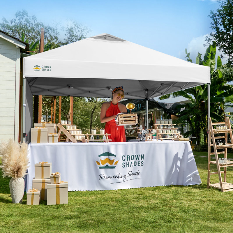 8 Ft. W x 8 Ft. D Pop Up Canopy Instant Tent with 1 Removable Sidewall, White