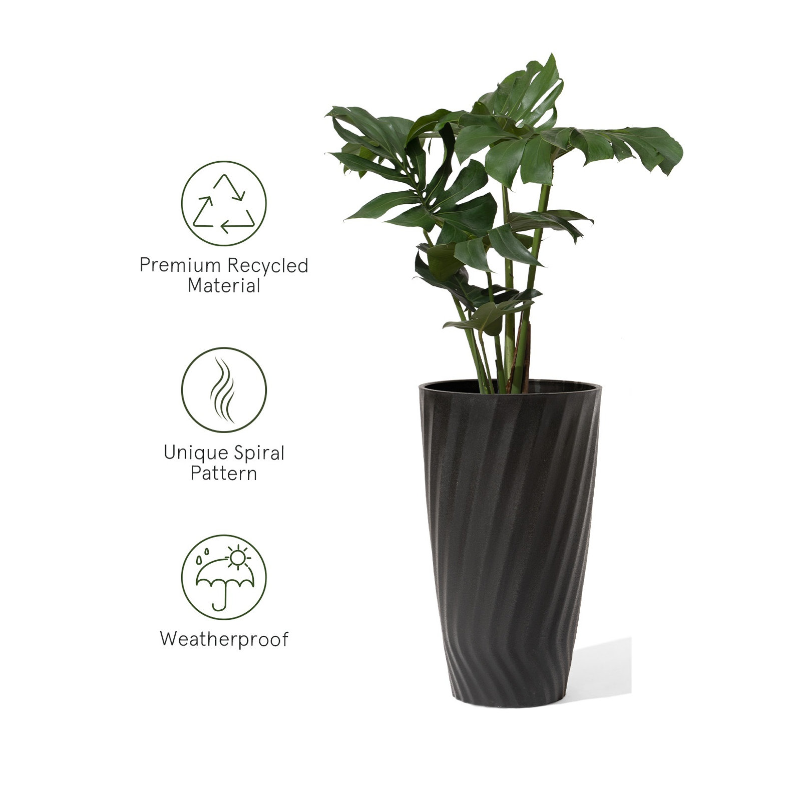 Boynton 24 Inch Tall Planters, Tree Planters with Shelf Insert, Morden Large Round Plant Pots Containers for Indoor/Outdoor Use