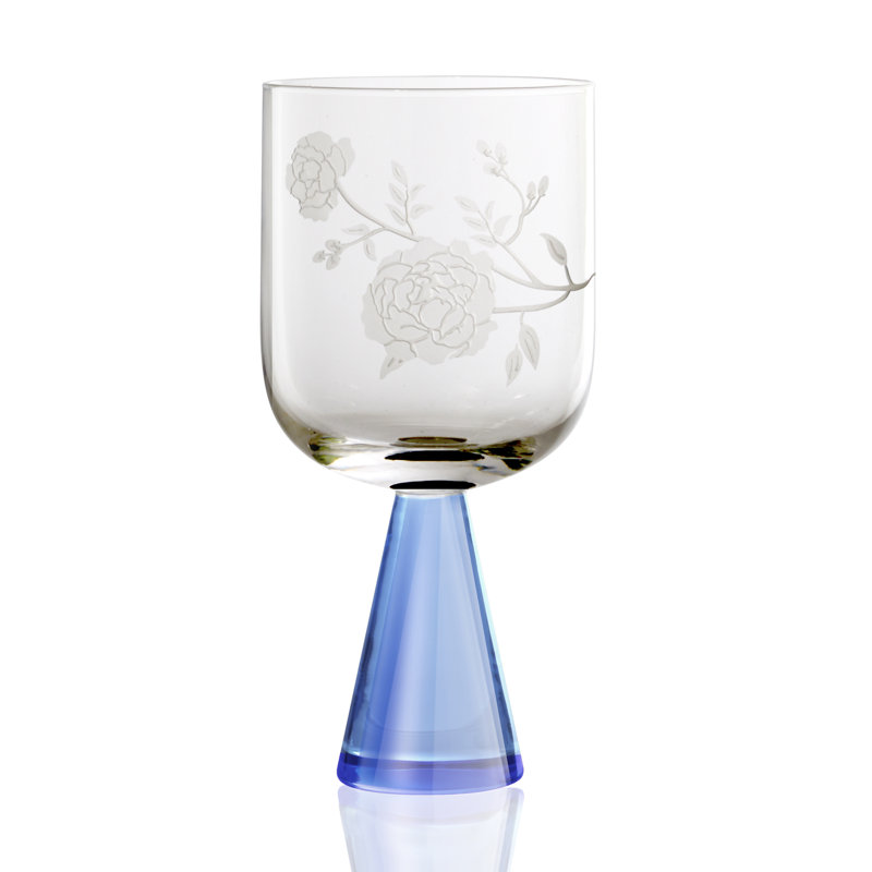 Ensemble de 2 verres à pied pivoine bleue, Bleu