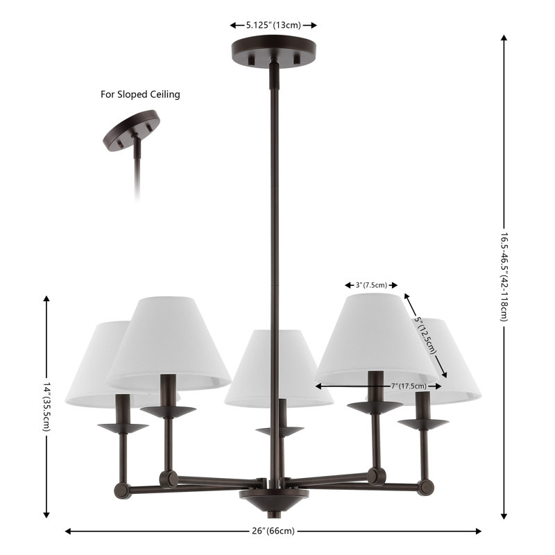 Lustre traditionnel à 5 lumières à intensité variable Fedro