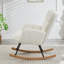 Chaise berçante en tissu, structure en métal, conception ergonomique pour le confort dans la maison et la chambre à coucher, blanc, limite de poids de 300 lb-1431330030