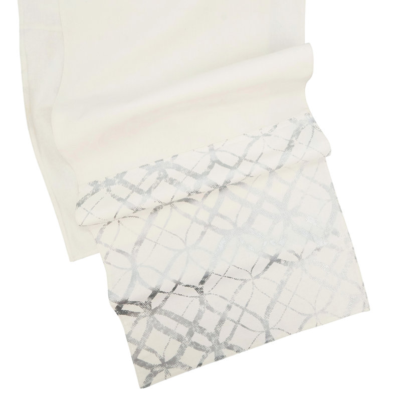 Luxurious Metallic Foil Print Table Runner, Silver