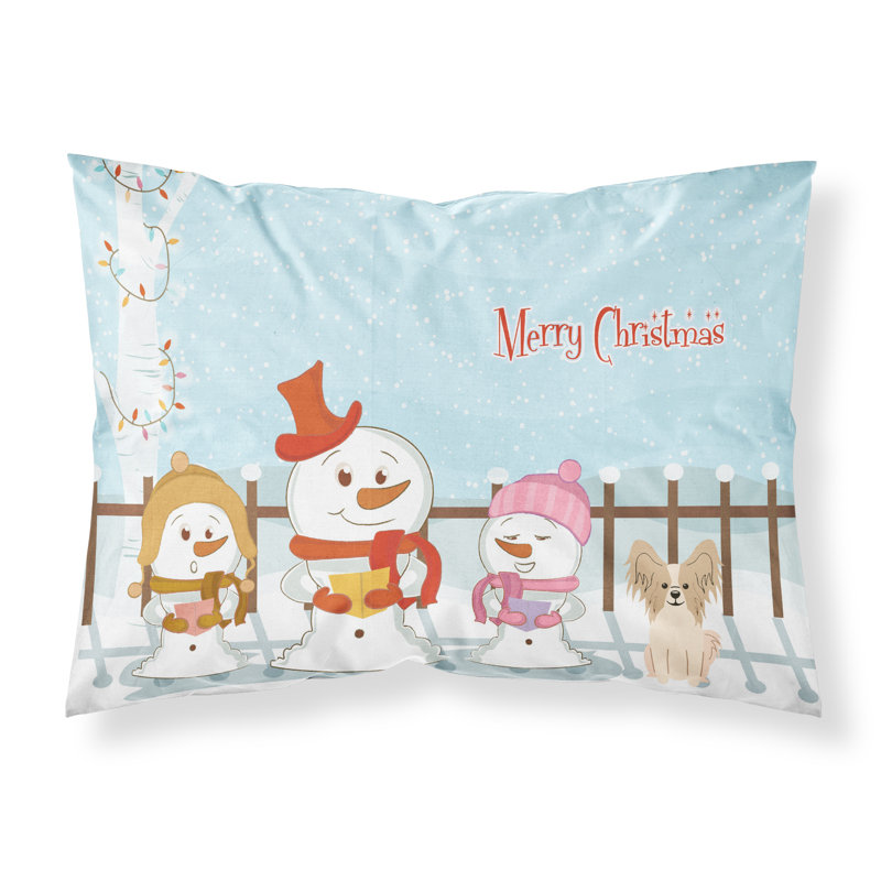 Taie d'oreiller Merry Christmas Merry Christmas, Papillon sable et blanc et choristes