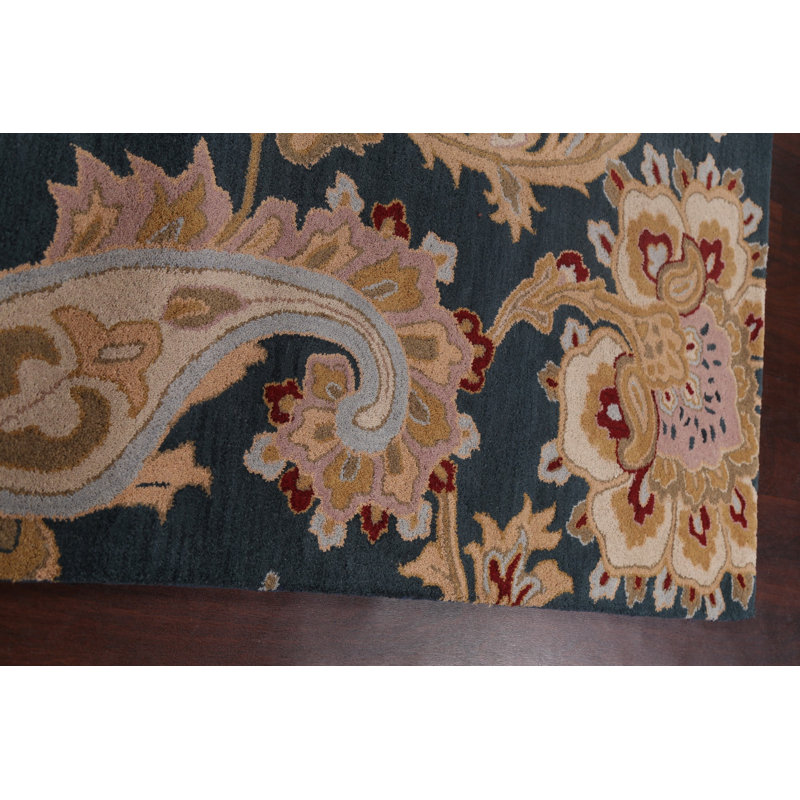 Tapis bleu / brun en laine touffeté à la main Astral