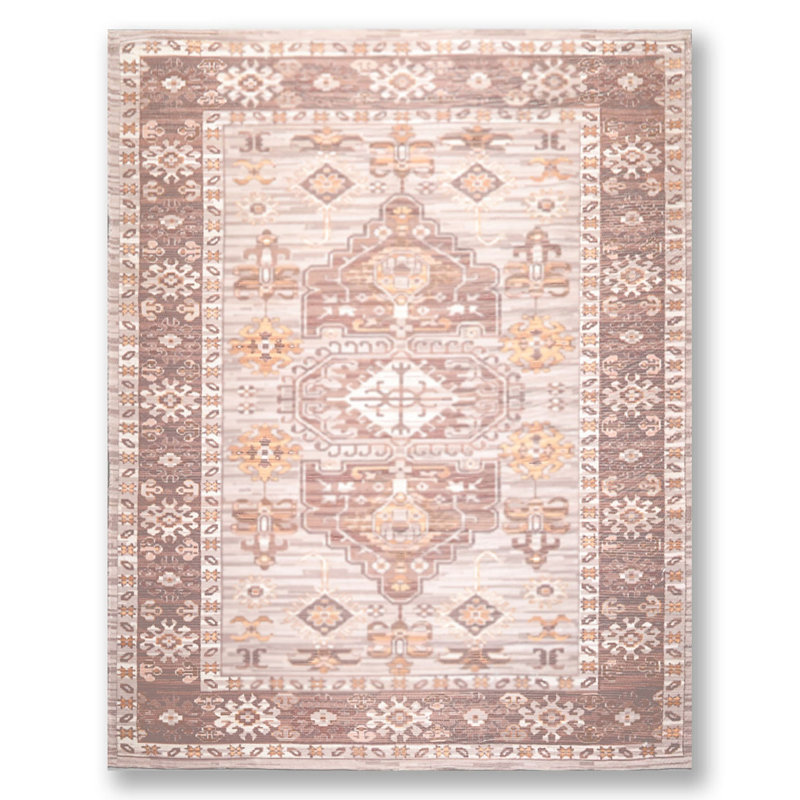 Tapis tissé à plat à la main en polyester traditionnel, Rectangle de 5 pi x 8 pi