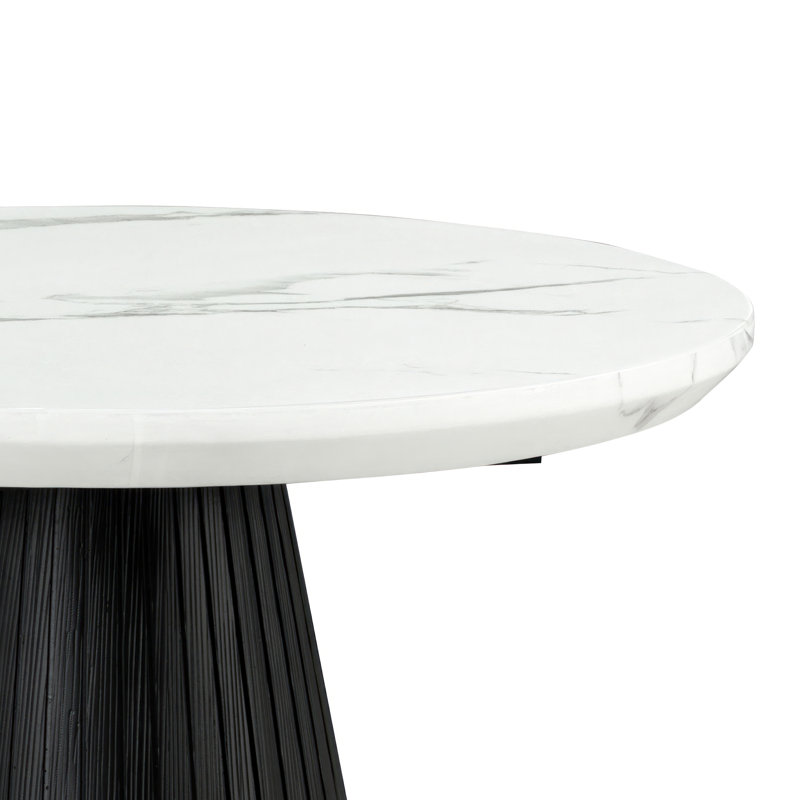 Housel Faux Marble Round End Table