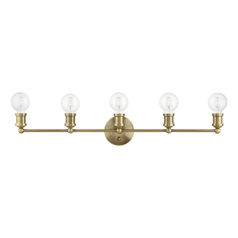 Éclairage de salle de bain à intensité variable 5 lumières Grogan, Laiton antique
