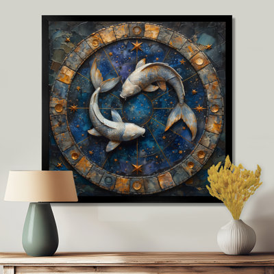 «Blue Pisces Astrology Cosmic Compass I - Astronomie, art mural
