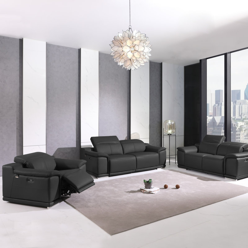 Causeuse inclinable en cuir Global United, Gris foncé