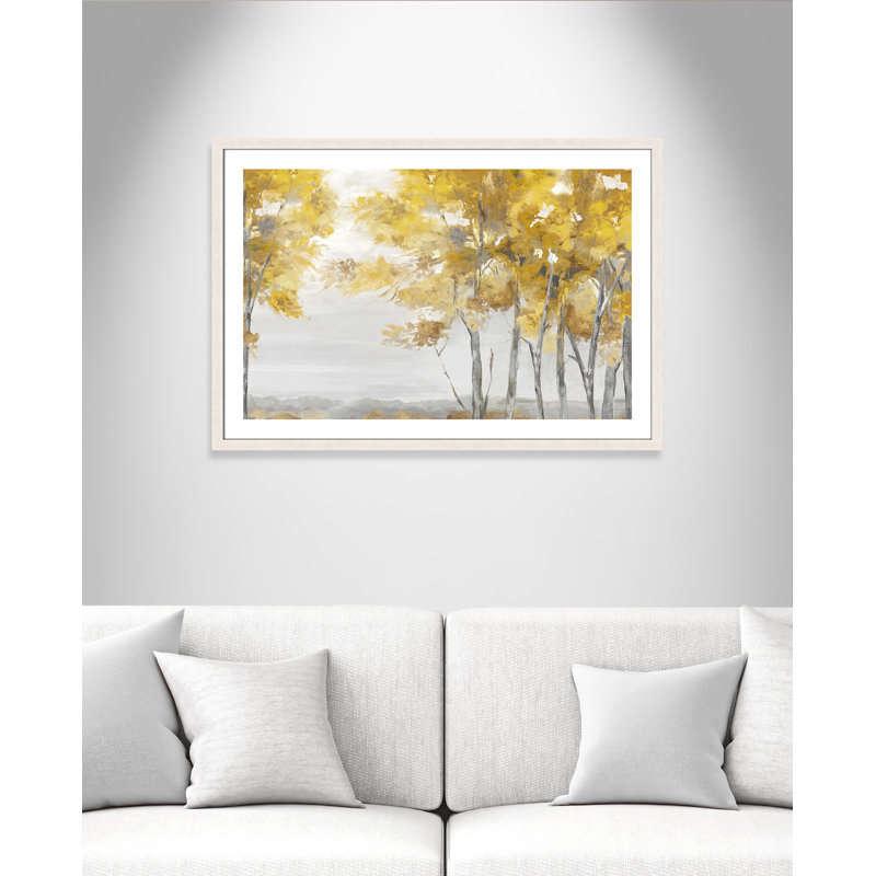Jaune altruiste - Art encadré autoportant, Cadre à grain de bois blanc, H 30 po x l 42 po x P 1,125 po