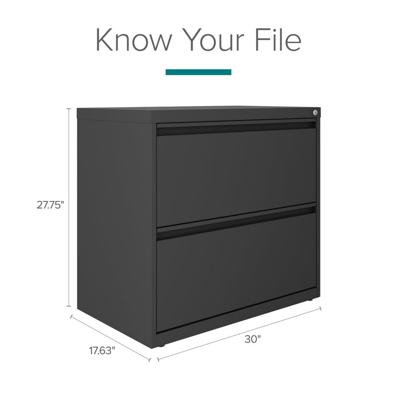 Hirsh 30'' Wide 2 -Drawer Steel File Cabinet, Charcoal