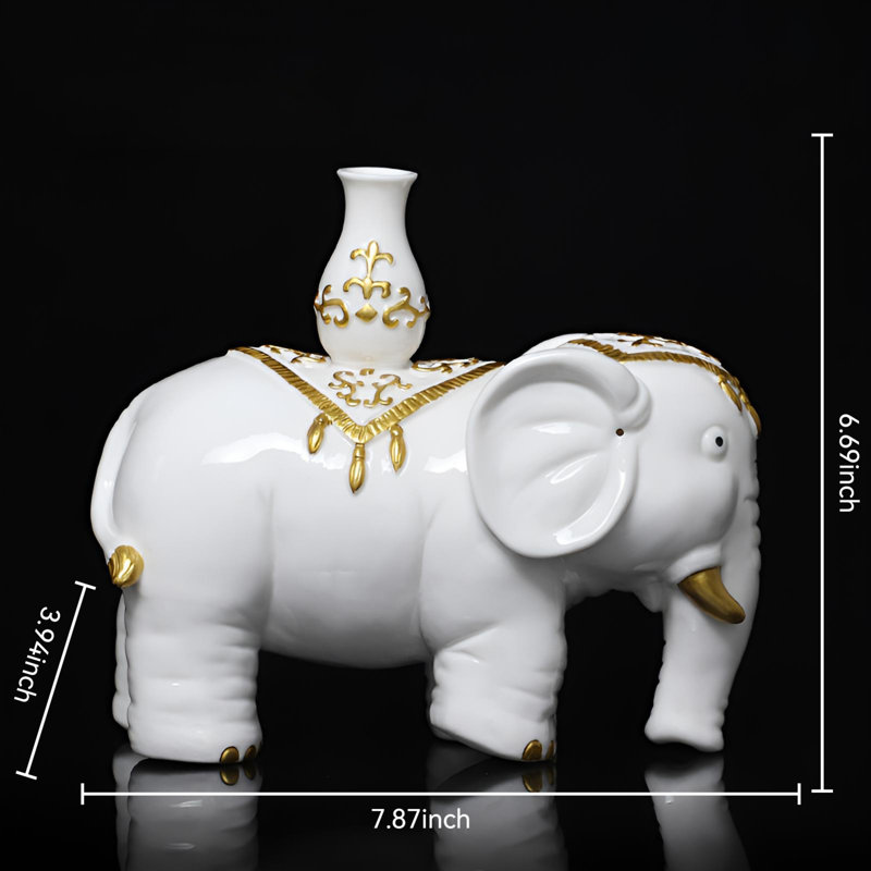 Ornement artistique en porcelaine blanche Elephant