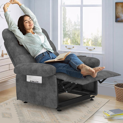 Fauteuil inclinable électrique à 3 moteurs pour personnes âgées - Gris, zéro gravité, poche latérale, tissu adapté aux animaux de compagnie