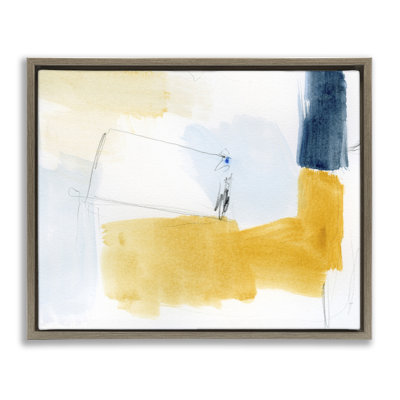 Yellow & Blue Abstract Floater Canvas Wall Art by Victoria Barnes