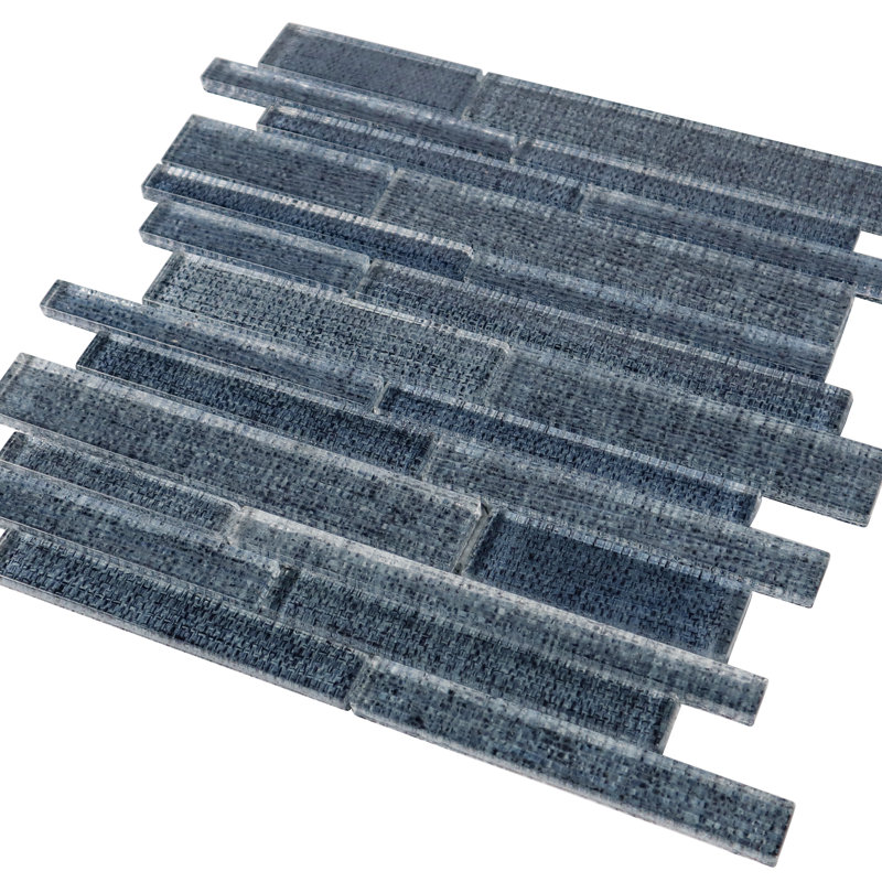 Flen 12" x 12" Glass Linear Tile, Blue