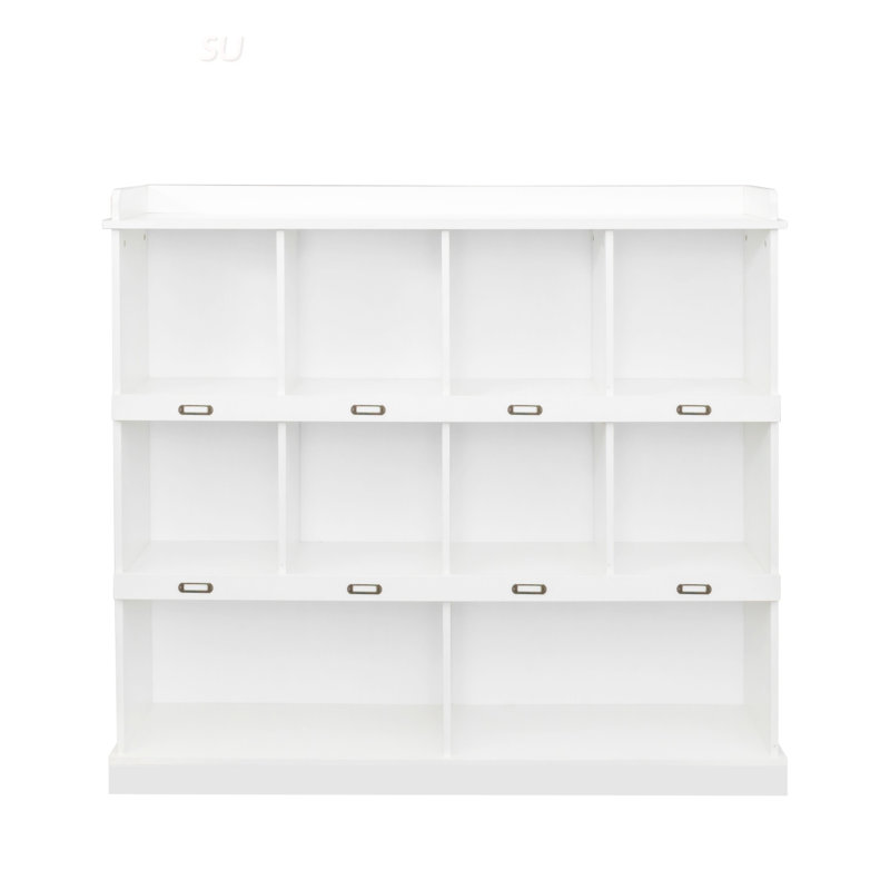 10-Shelf Bookcase With Spacious Cubbyhole Storage, Easy To Clean And Durable For Modern Home Organization, White