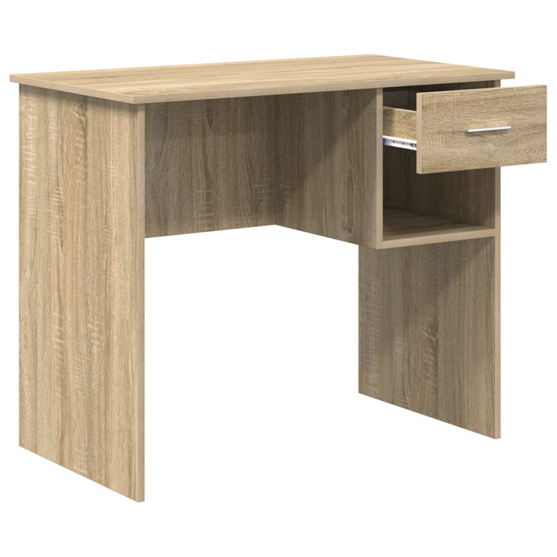 Desk With Storage 90X49.5X75 Cm Engineered Wood, Sonoma Oak