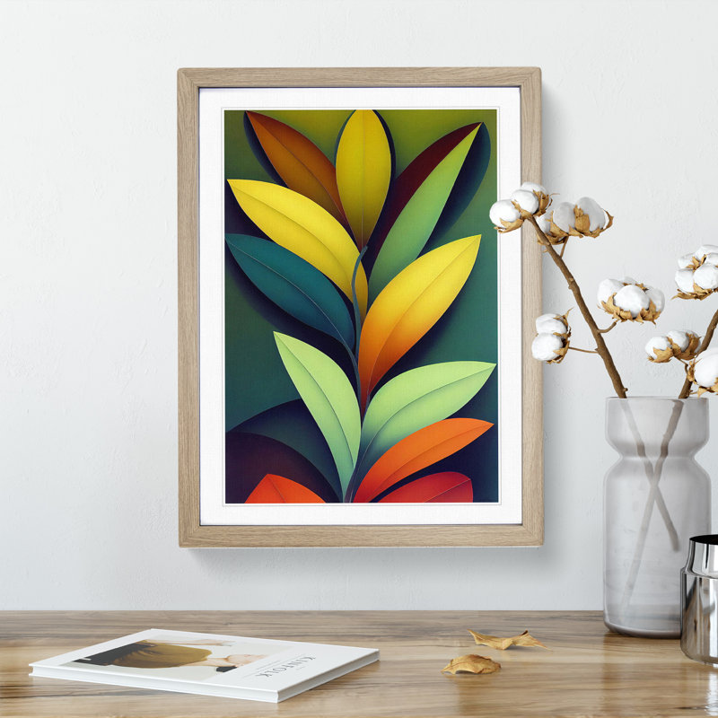 XV1022-2583X Lively Leaves - Single Picture Frame Print, Oak, 46cm H x 34cm W x 2cm D