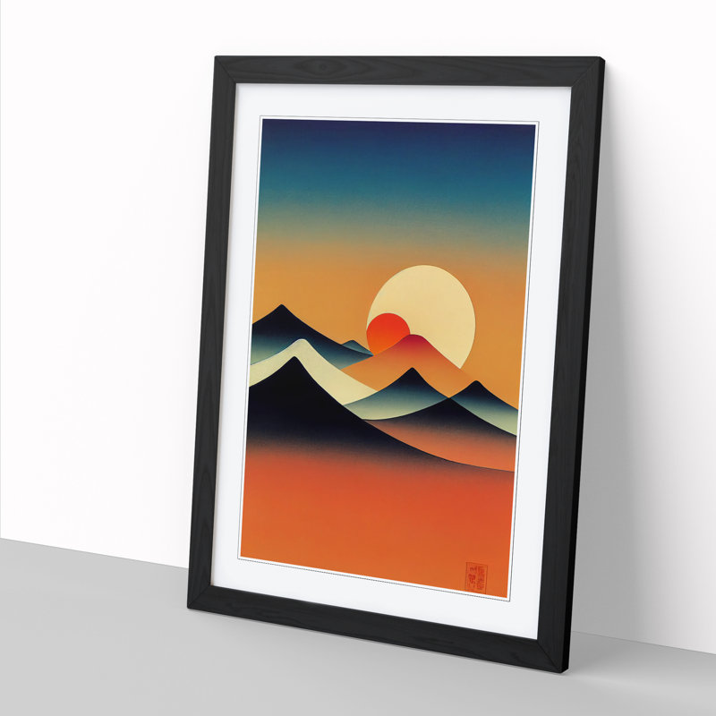 Michaelson Japanese Sunset Suprematism - Picture Frame Print, Black, 64cm H x 46cm W x 2cm D