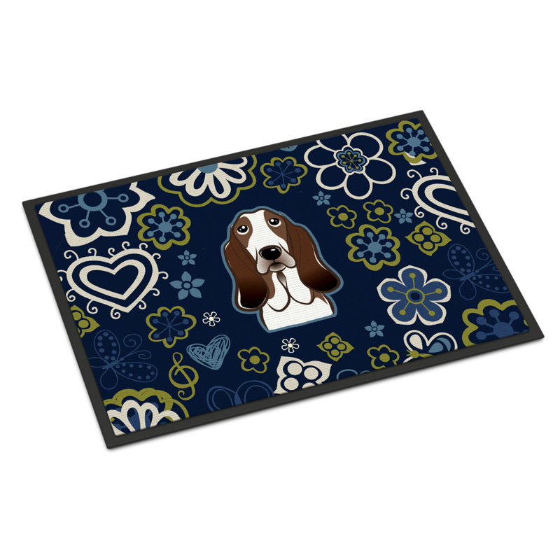Tapis d'extérieur antidérapant Toluca, L 24 po x L 36 po, Basset hound