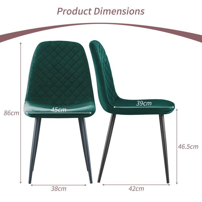 Kaylani Modern Upholstered Dining Chair, Green Velvet, Black
