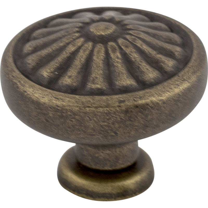 Flower 1 1/4" Diameter Round Knob, German Bronze