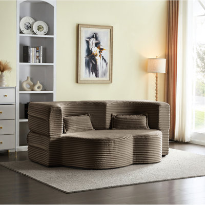 Café - Lit pliant pleine grandeur de couleur, mousse de velours côtelé convertible remplie de 2 coussins, sans assemblage, peu encombrant pour les petits appartements, café, lit d'appoint