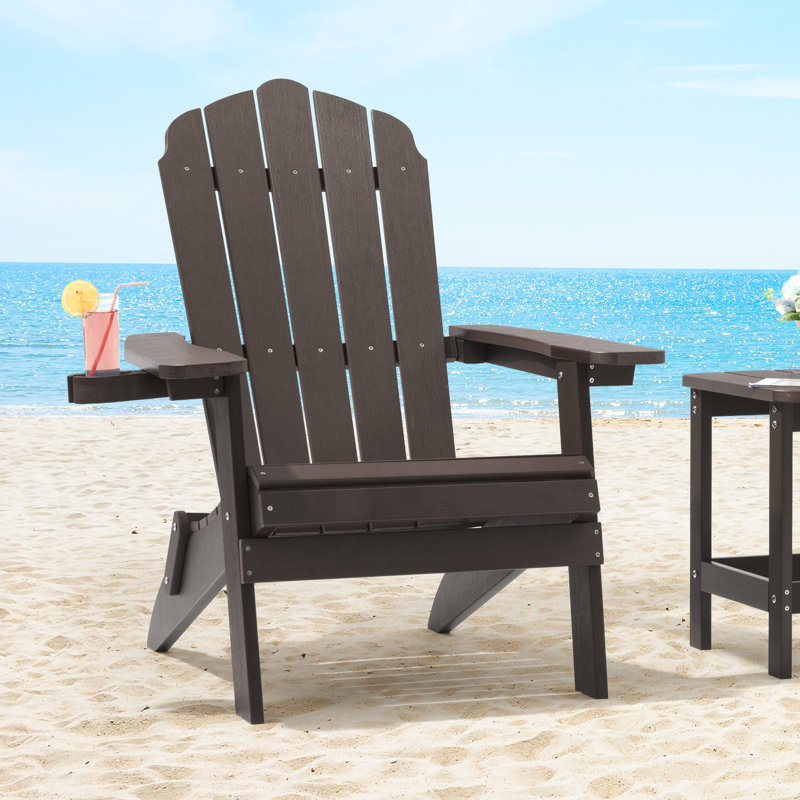 Chaise Adirondack pliante en plastique Ramilla, Café