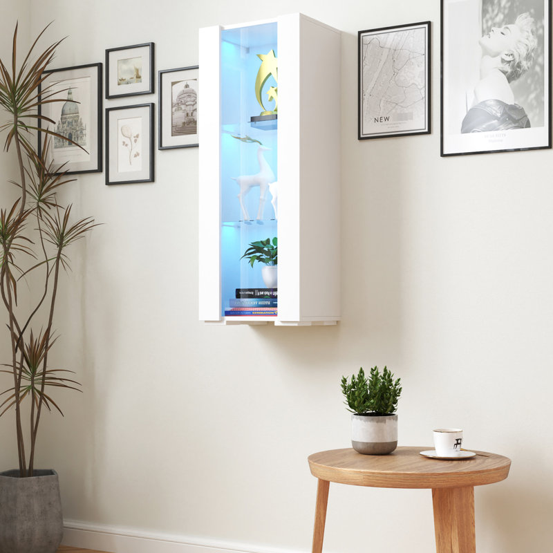 Unités de rangement avec tablettes en verre et éclairage en aluminium pour les armoires de chambre à coucher