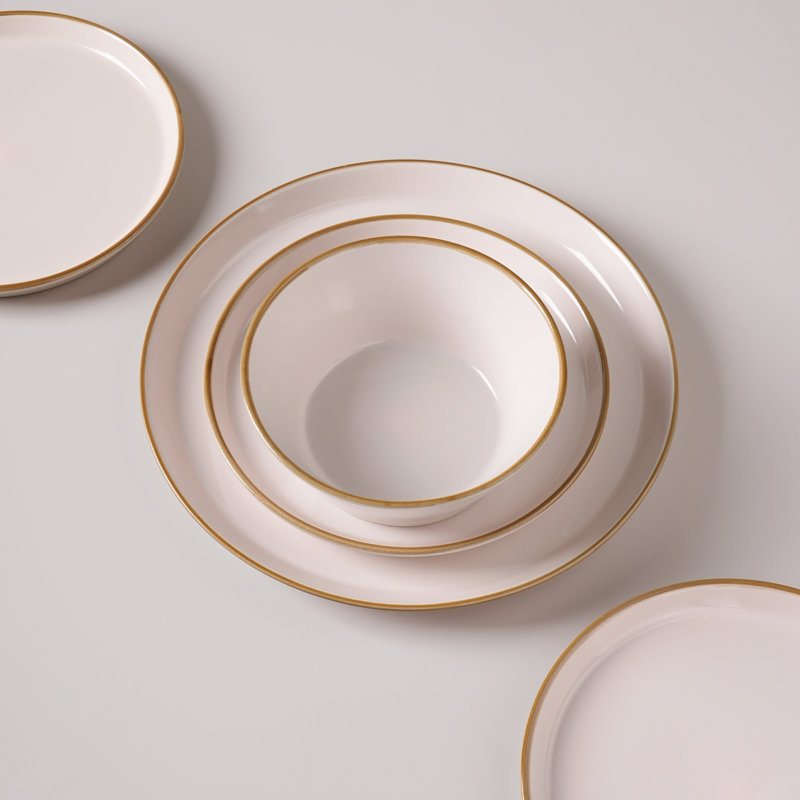 Ensemble de vaisselle et assiettes 12 pièces Saturn, Rose clair
