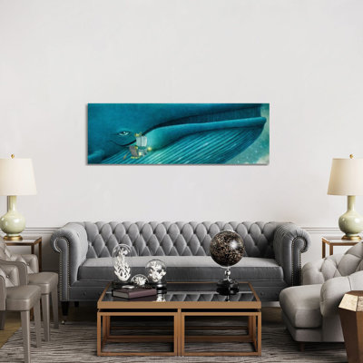 Finn And The Blue Whale 1 Piece Wrapped Canvas Panoramic Wall Art