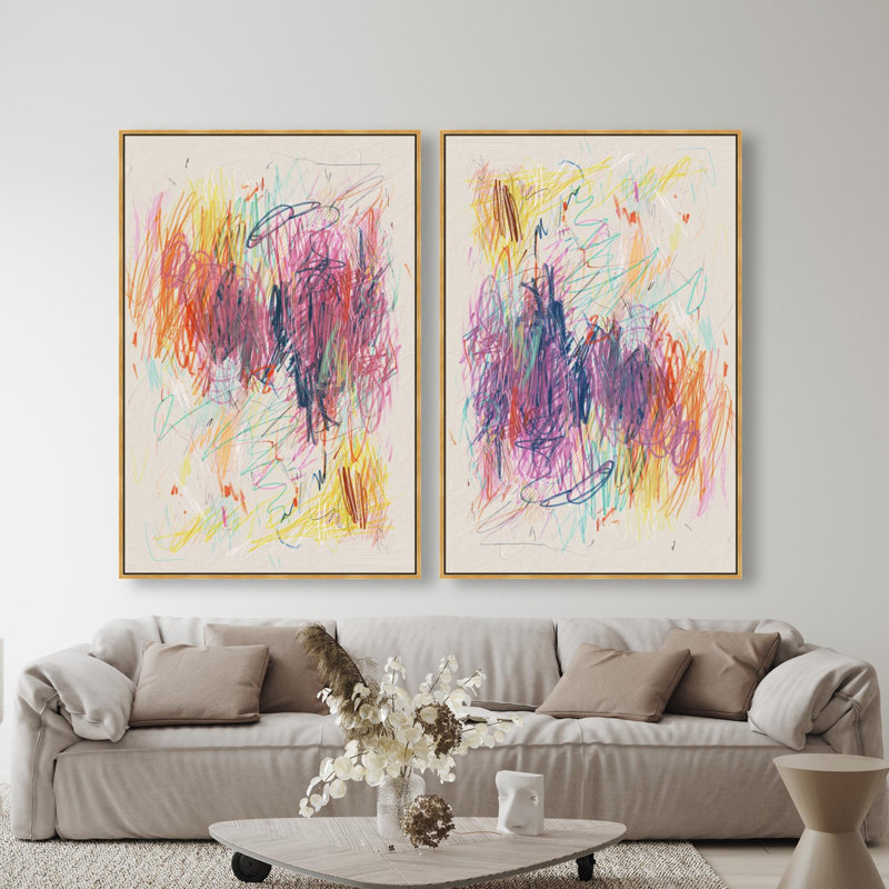 Oliver Gal Love Poems Set Abstract - Heavy Gel Top Coat Framed Canvas Art, Gold, 55" H x 37" W